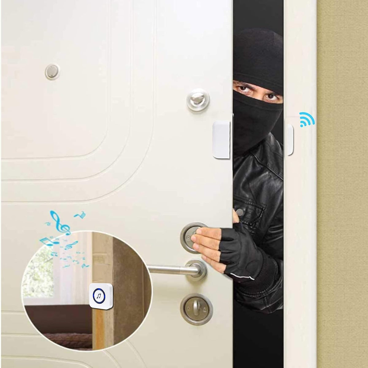 White Pack of 2 Wireless Door Chime with 55 Melodies, 5 Alarms, 1000 ft Range F114