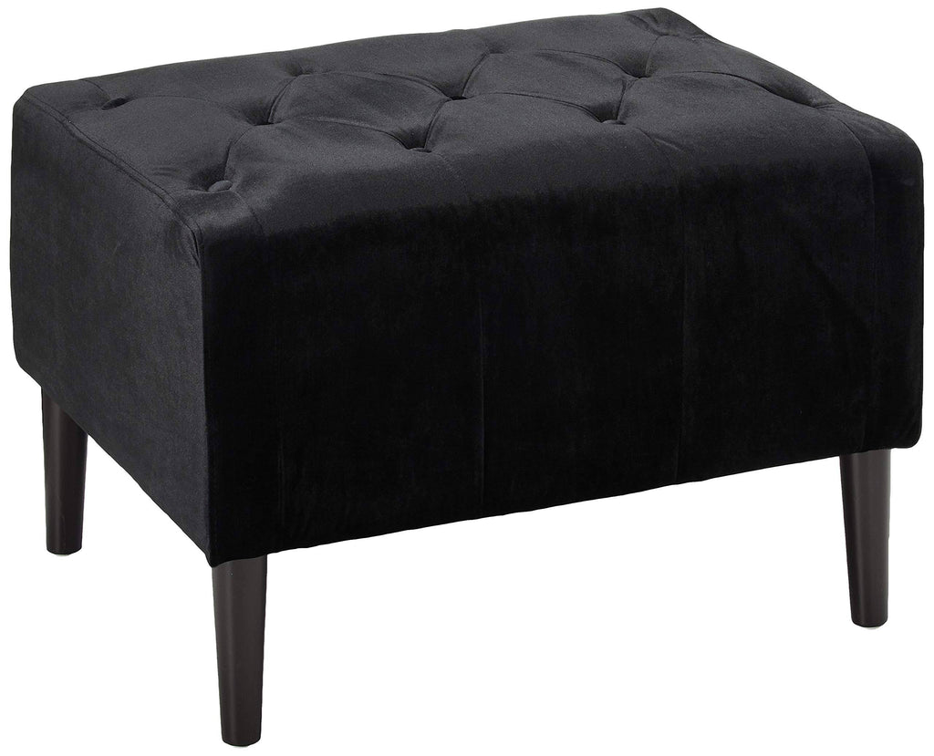 Black Tufted Velvet Ottoman U997