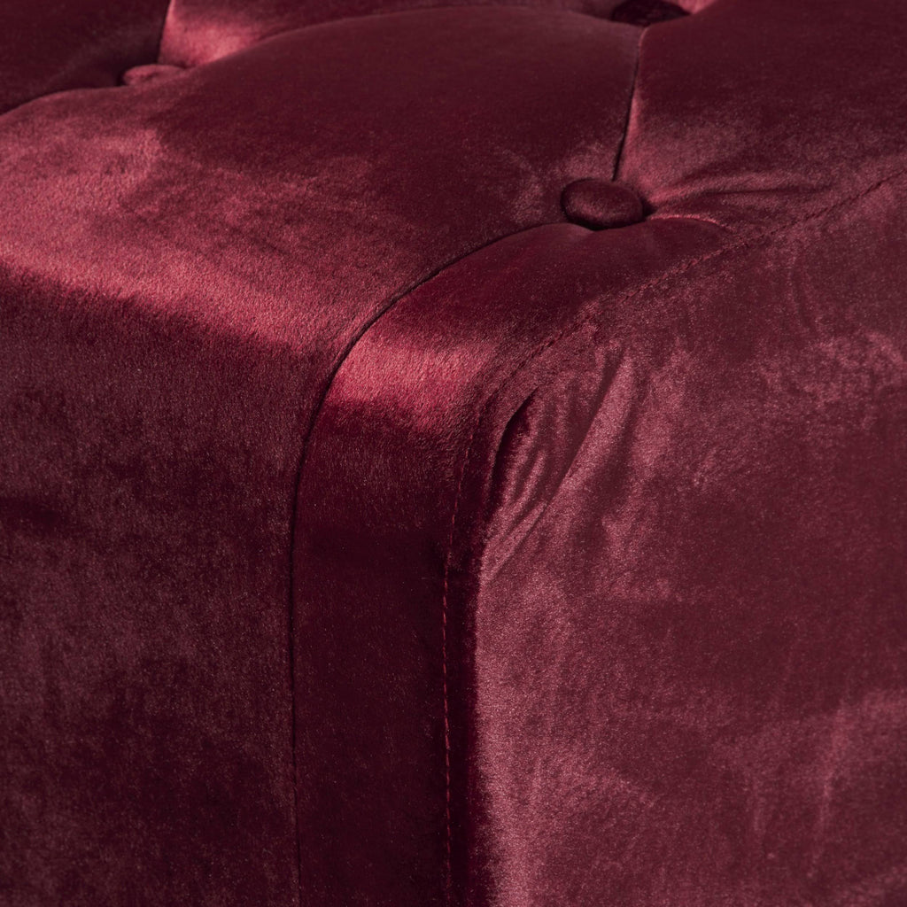 Black Tufted Velvet Ottoman U997
