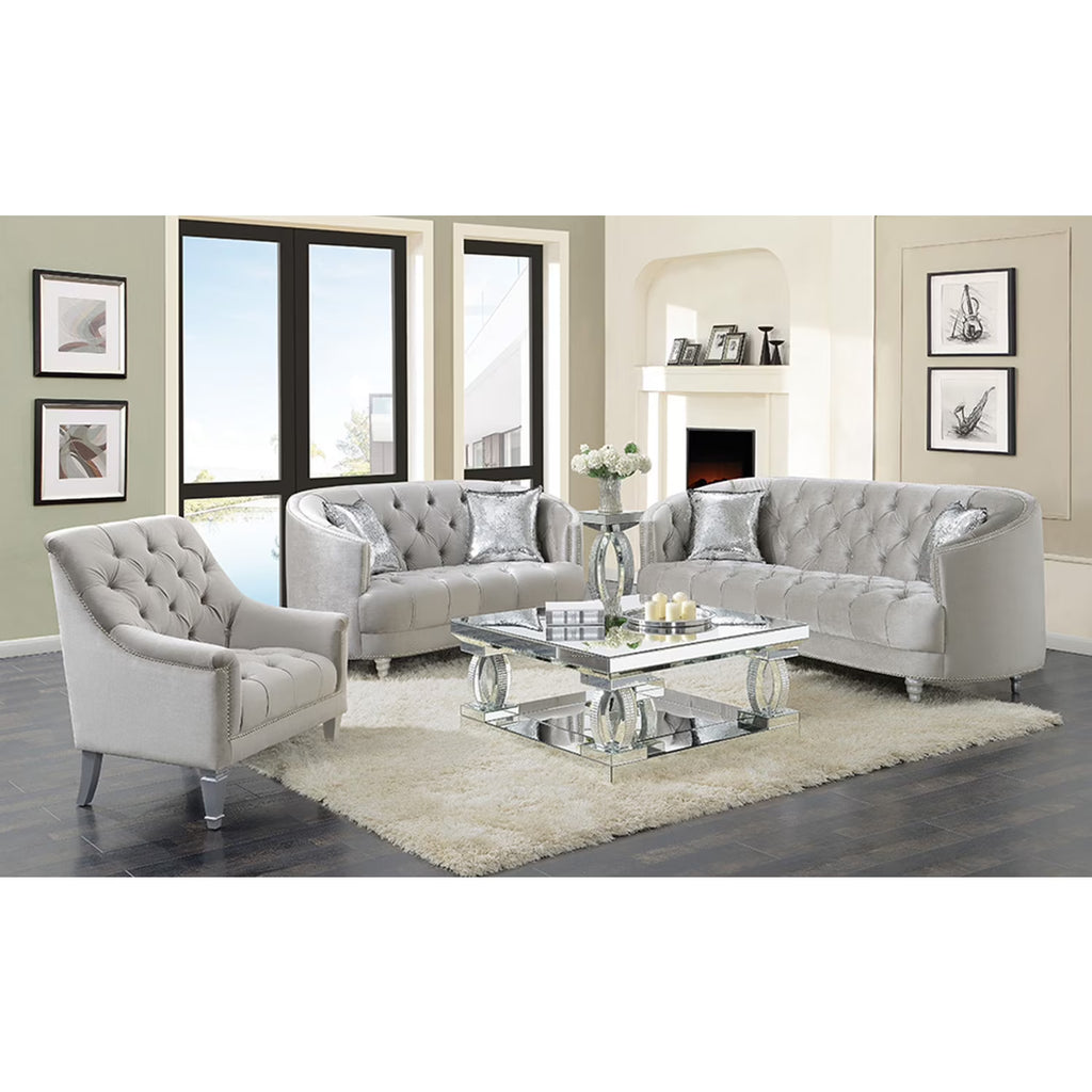 2-piece Tufted Living Room Set Grey X3018
