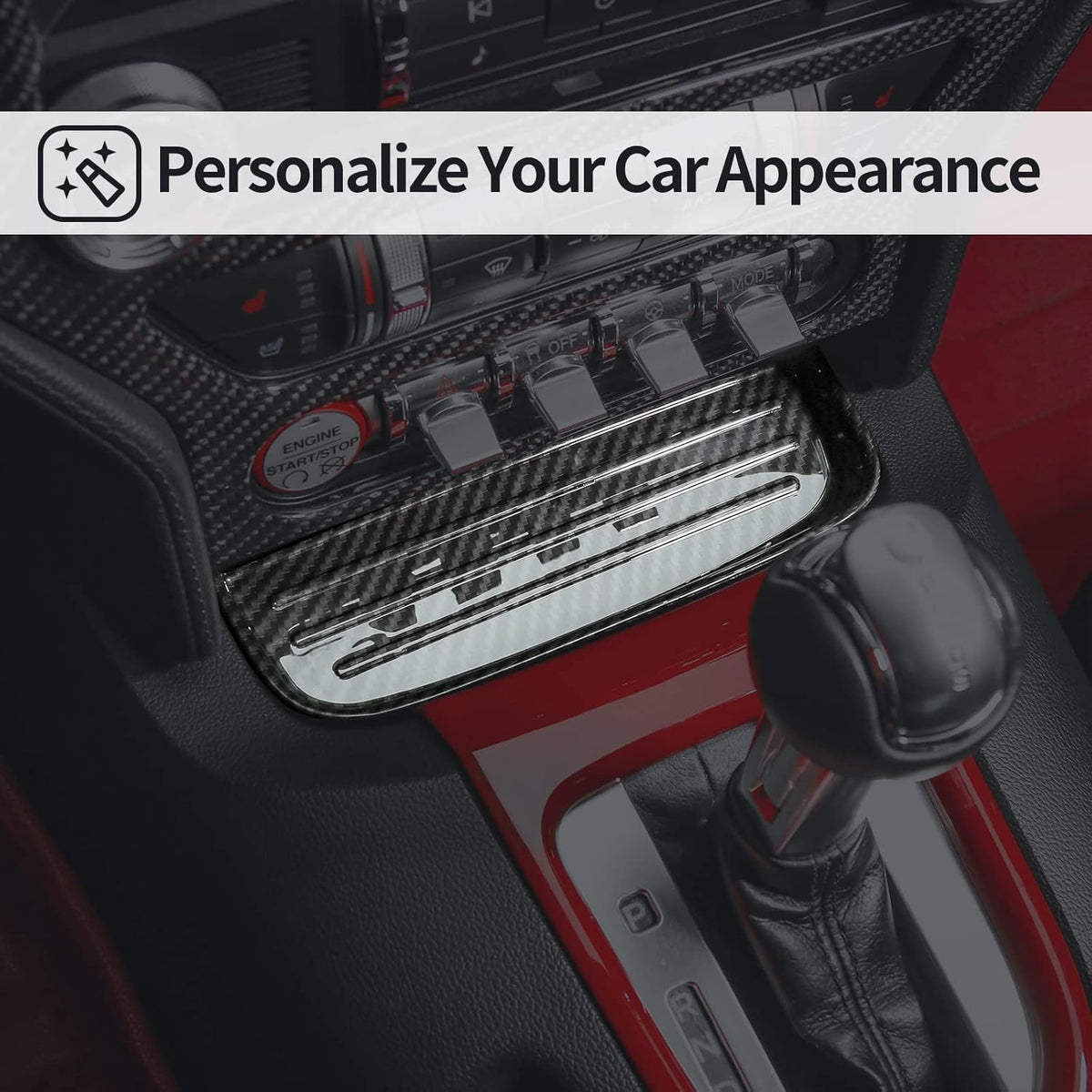 Carbon Fiber Gear Shift Storage Organizer Trim Cover, Pack of 2 S8514