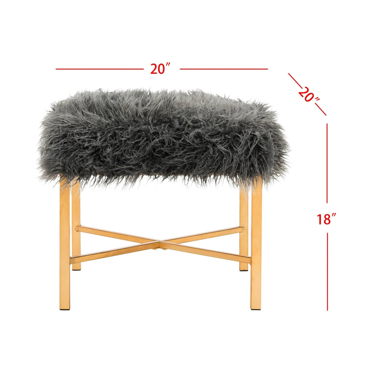 Grey Faux Sheepskin Bench P90099
