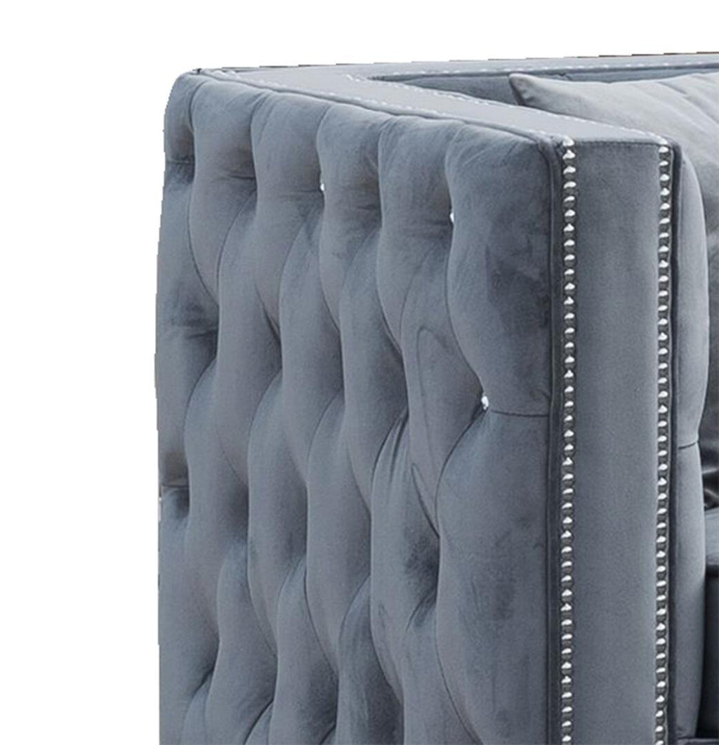 Gray Fabric Sofa & Loveseat Set 2Pcs with Steel Legs S915