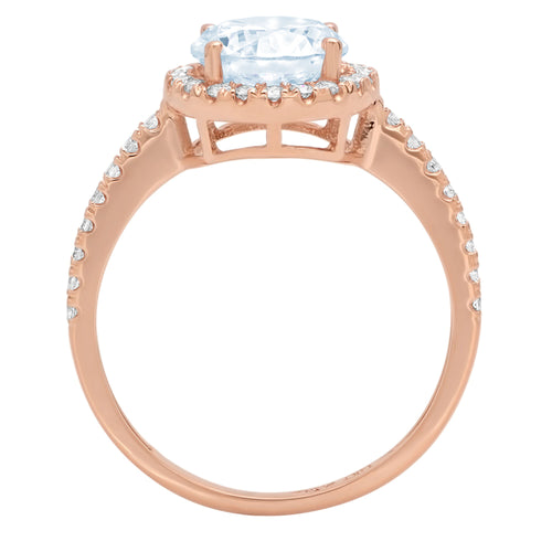 1.86ct Round Cut Blue Simulated Diamond 18k Rose Gold Halo Ring Size 3.75 L508659