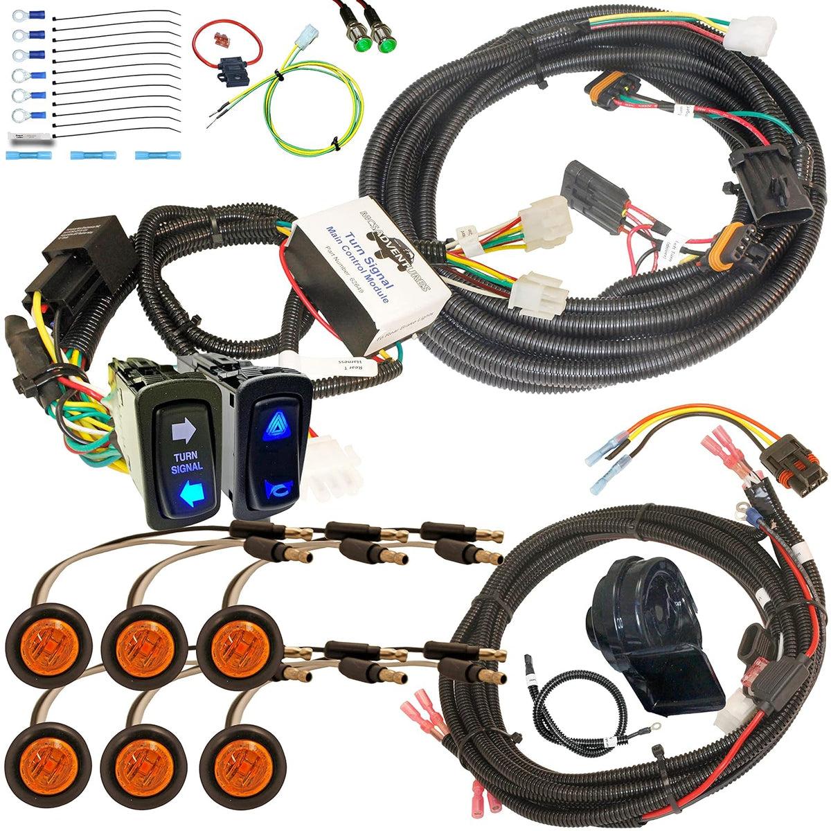 Street Legal Vertical Rocker Switch Turn Signal Horn Kit D2305