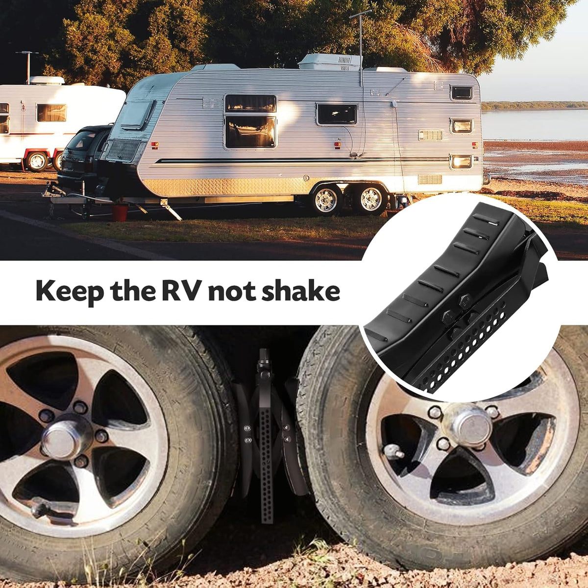 RV Camper Wheel Chock Stabilizer Scissor, 2 Pack Tire Wheel X Chock A688035
