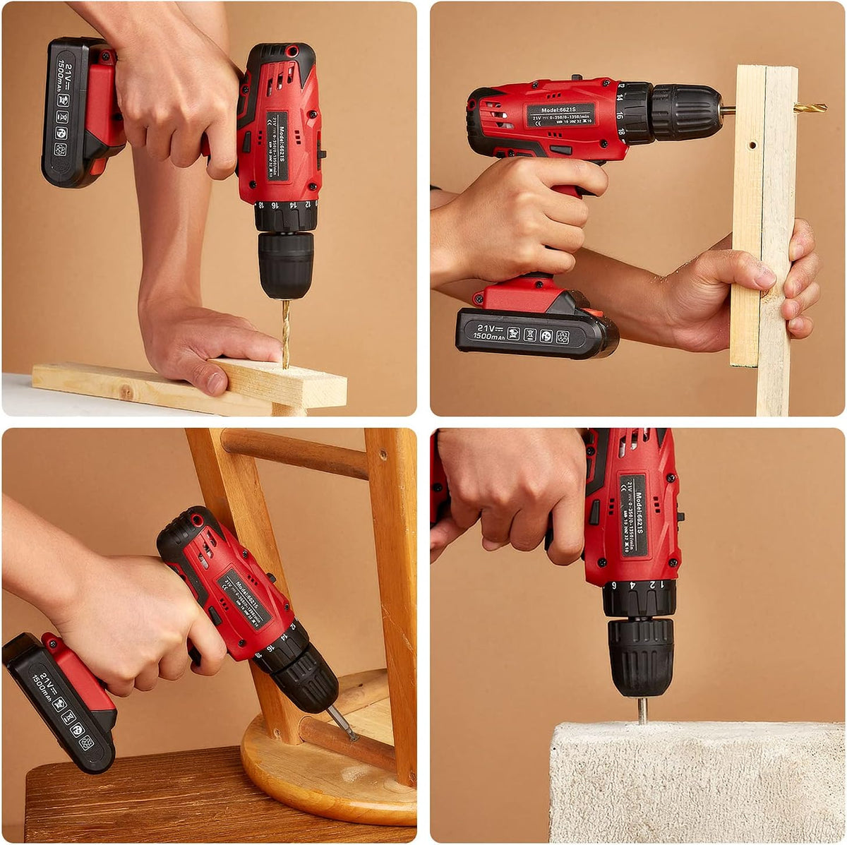110Pcs Cordless Hammer Drill Tool Kit with 21V Li-Ion Battery & Charger C988726