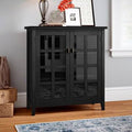 Solid Wood 2-Door Accent Cabinet Black V26711