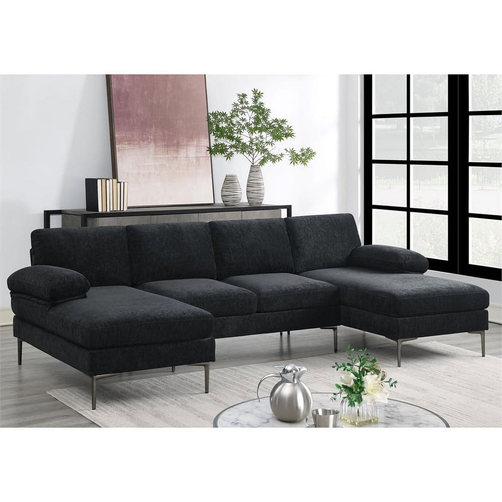 Black Upholstered Sectional L498