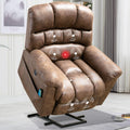 Large Power Lift Recliner Chair with Massage and Heat, Faux Leather, Grey N886919