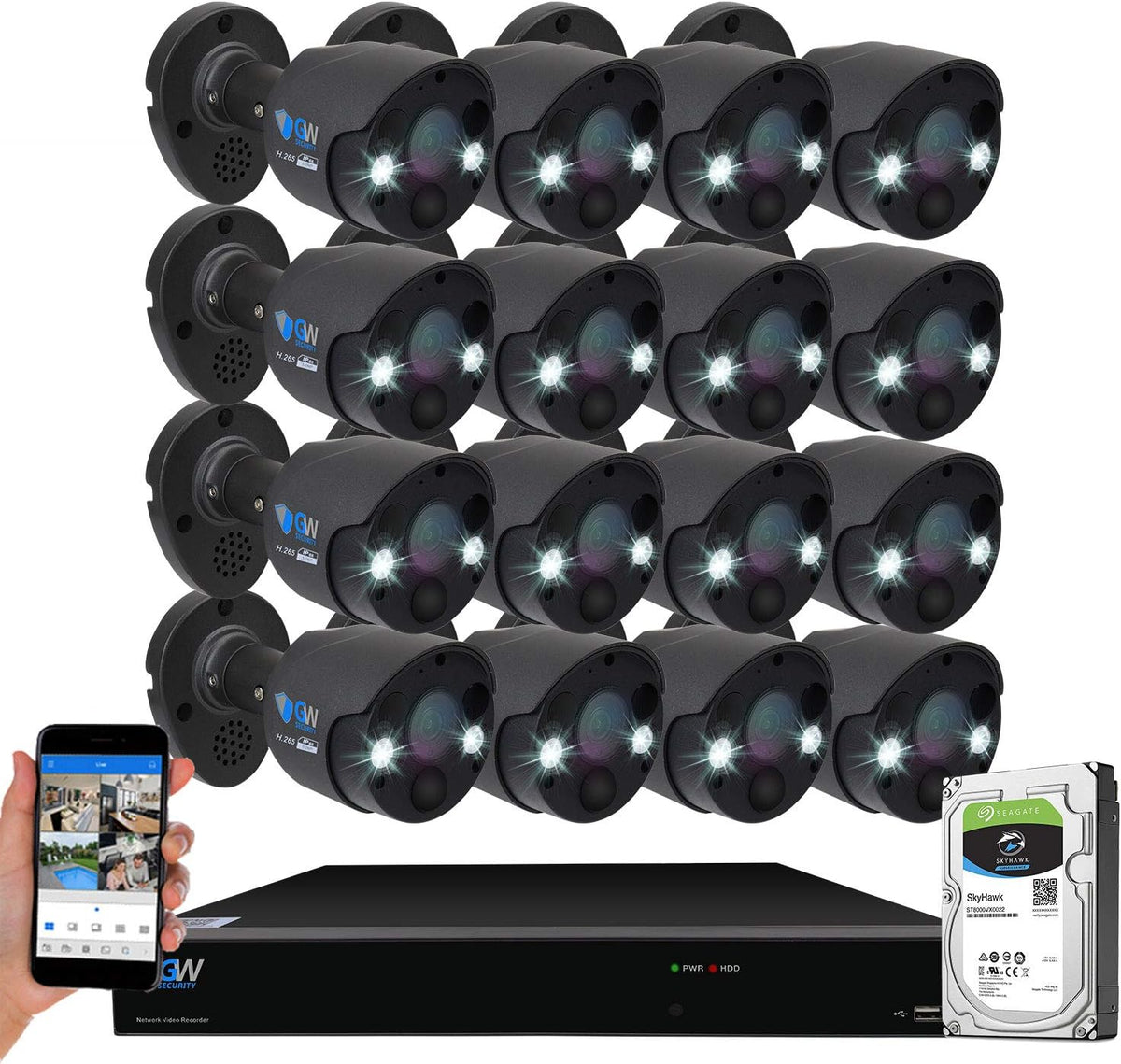 16 Channel 4K NVR Security Camera System with 16 x 5MP IP Camera V844456