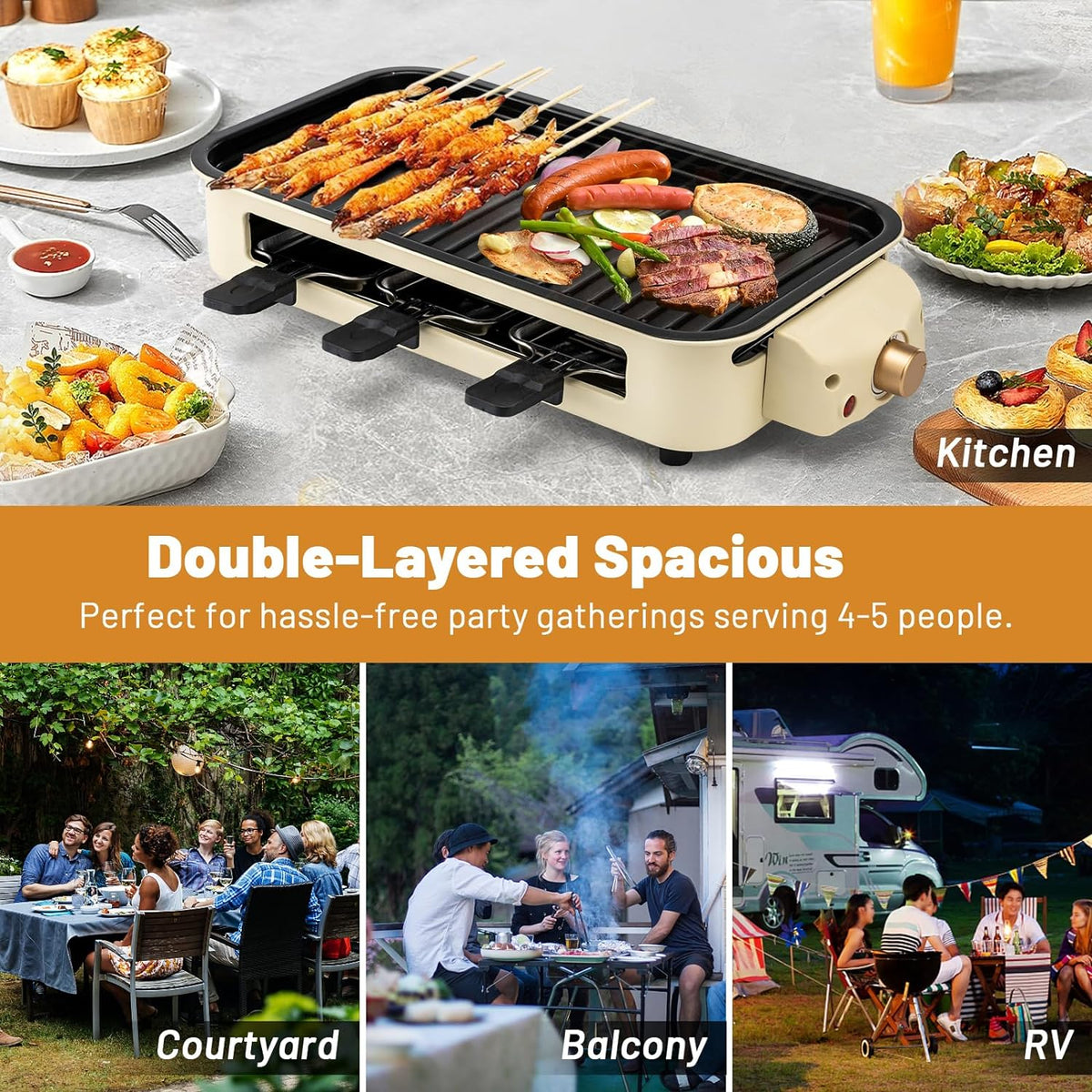 Indoor Electric Smokeless Grill with Non-Stick Removable Plate, 1500W D44366