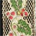 Red and Green Ivy Bells Gold Sheer Wired Craft Ribbon 2.5 x 10 Yards J604