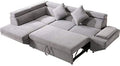 Grey Fabric Corner Sofa Sleeper Bed P682