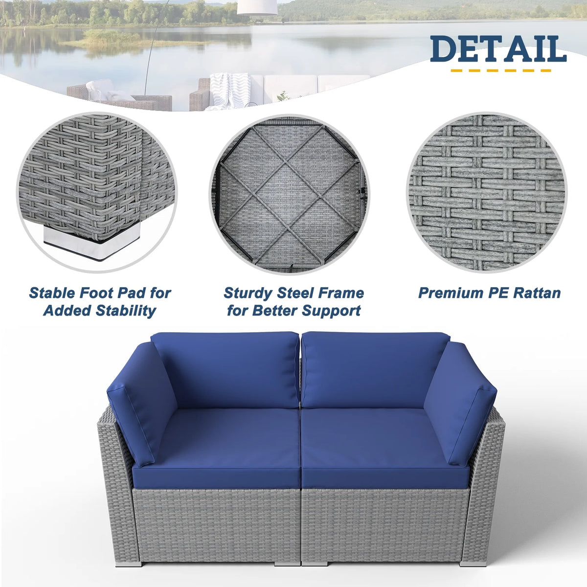 2 Piece Outdoor Wicker Loveseat with Removable Cushions K397