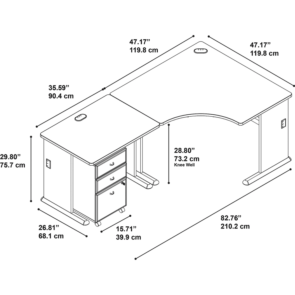 48W Corner Desk with Return and Mobile File Cabinet O23396
