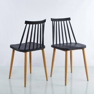 Black Solid Wood Slat Back Side Chair A396569