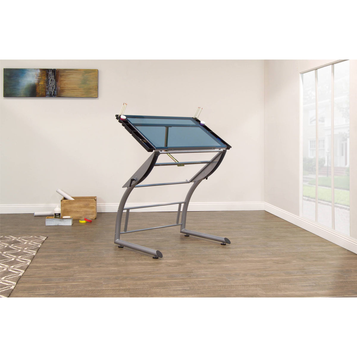 Triflex Drawing Table, Silver/Blue A3124