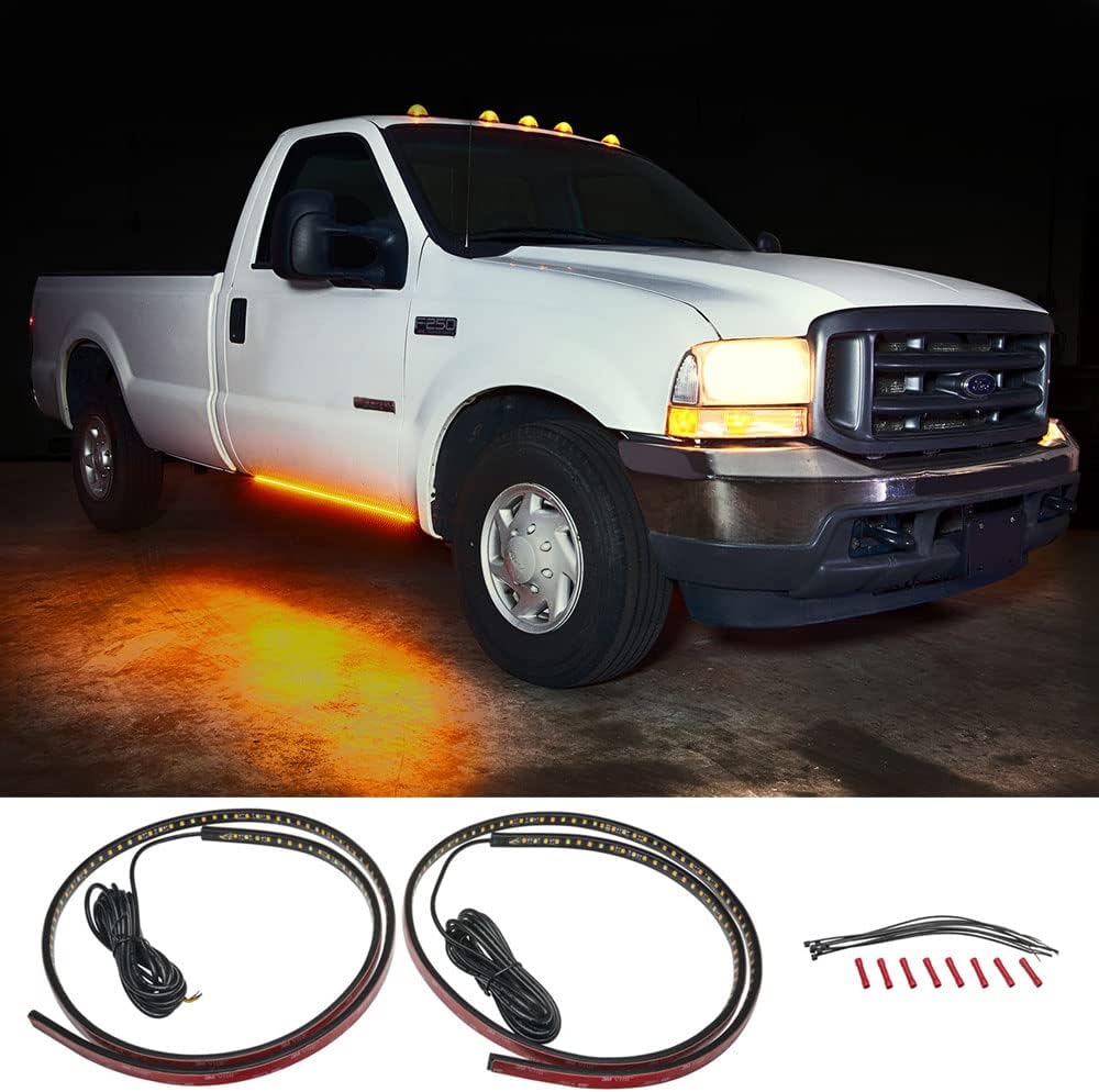 52 Truck LED Running Board Light Amber Side Marker Kit with White Courtesy Lights T81005