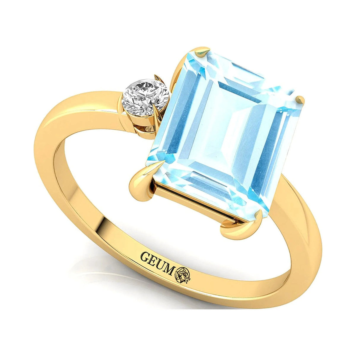 Aquamarine Diamond 14k Solid Gold Ring W168655