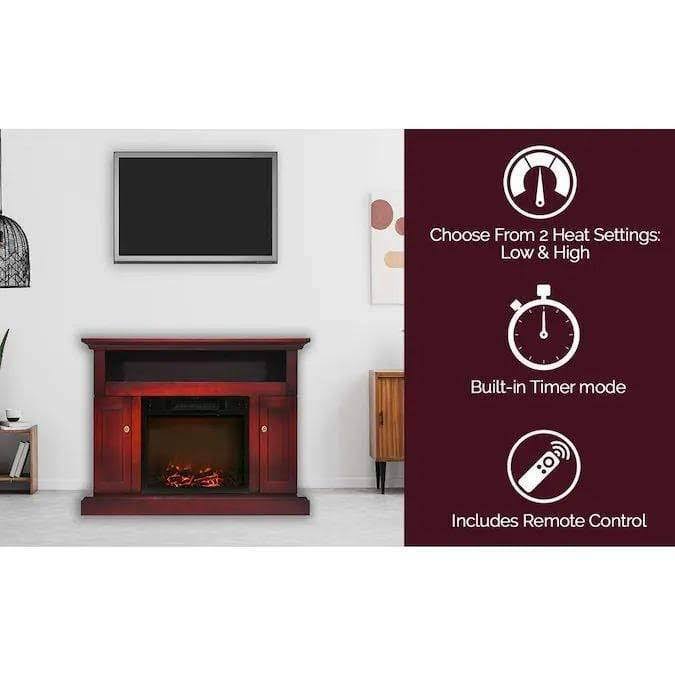 Cherry Electric Fireplace with Entertainment Stand S88098