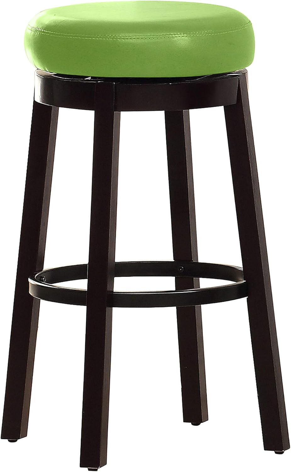 Green Leatherette and Wood Swivel Bar Stool, Set of 2 H2309
