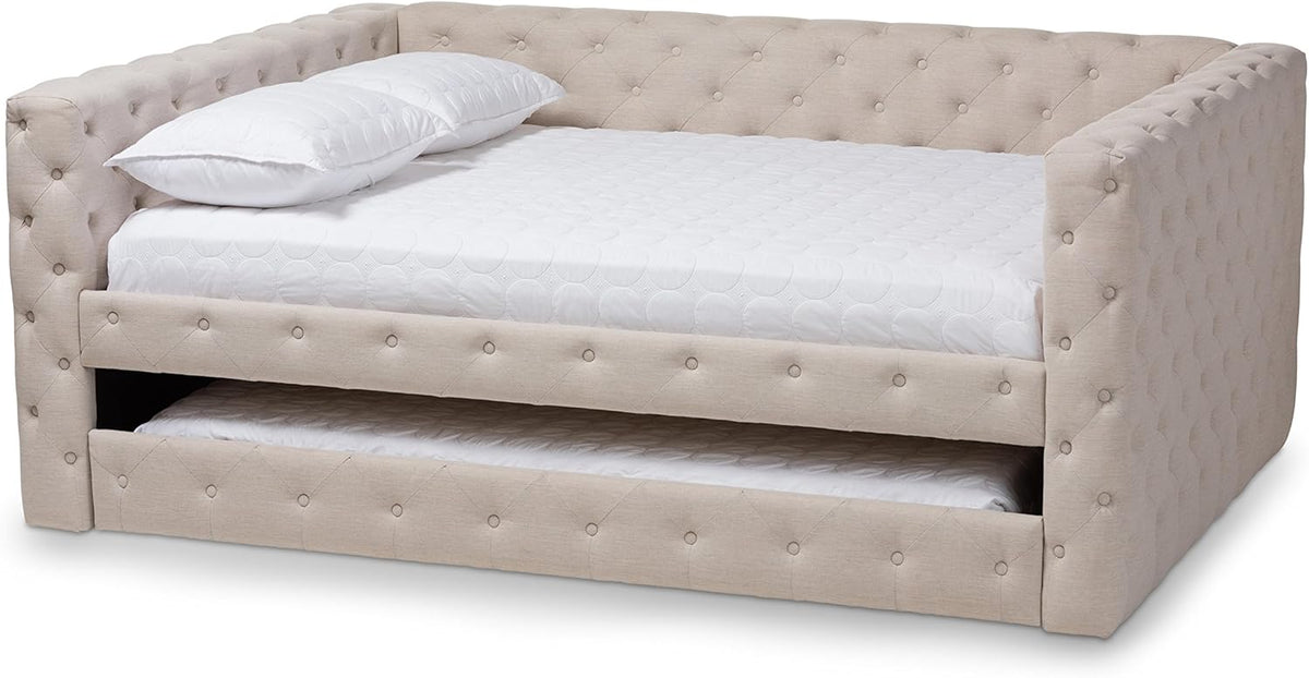 Queen Light Beige Daybed With Trundle Q632265