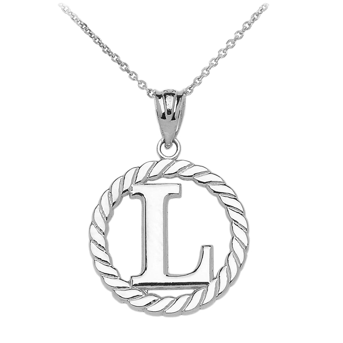 Sterling Silver Rope Circle Pendant Necklace Z67679