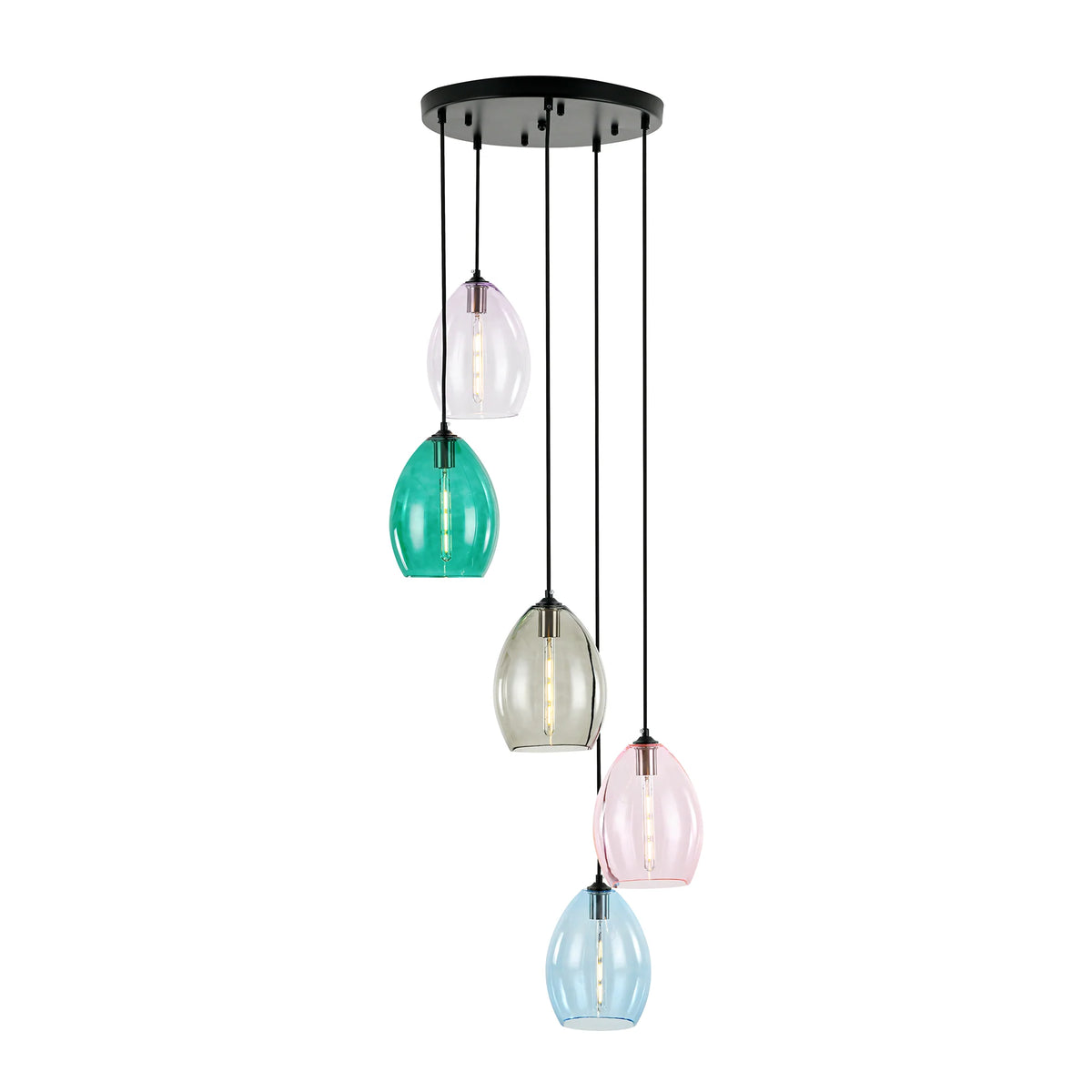 5-Light Tinted Glass Teardrop Pendant V2629
