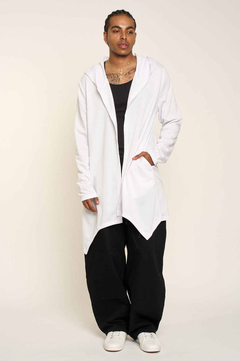 Long Length Drape Cape Cardigan Hoodie