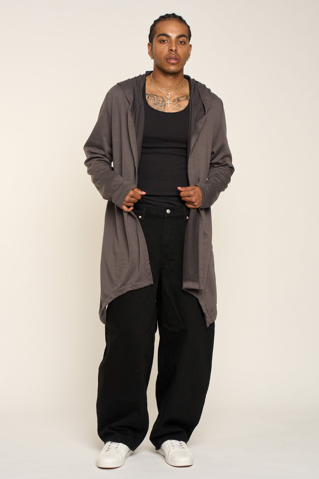 Long Length Drape Cape Cardigan Hoodie