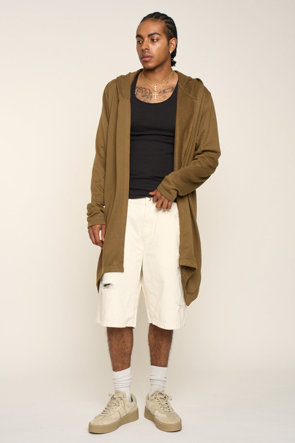 Long Length Drape Cape Cardigan Hoodie