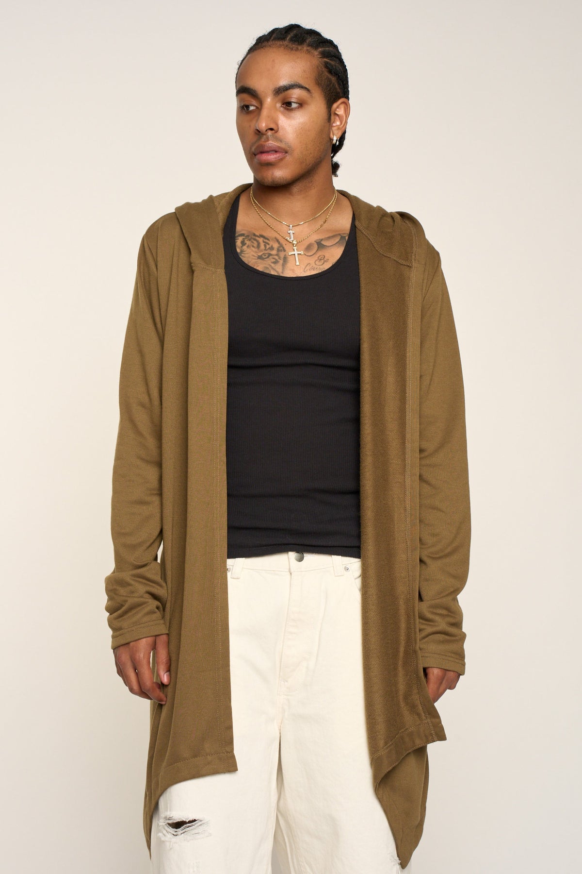 Long Length Drape Cape Cardigan Hoodie