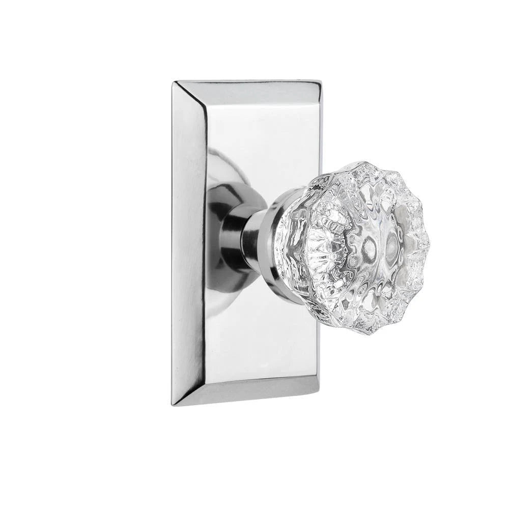 Crystal Glass Door Knob, Bright Chrome G393