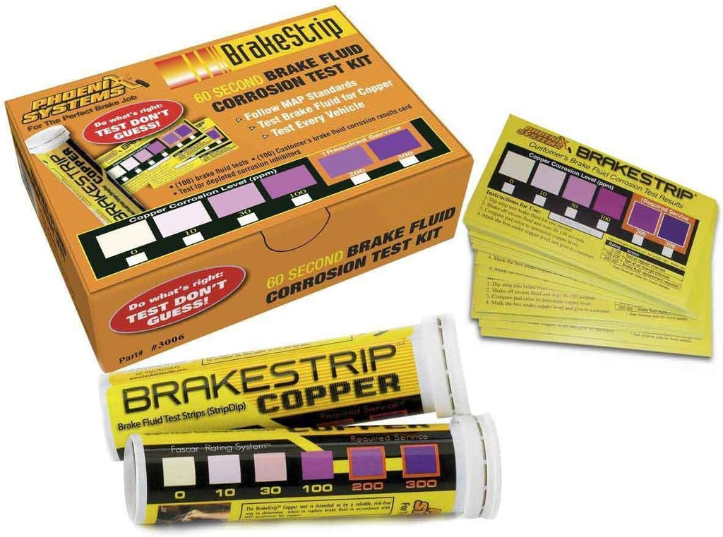 Brake Fluid Test Strip Kit, 100 Test Strips and 100 Rating Cards, Pack of 2 Y97582