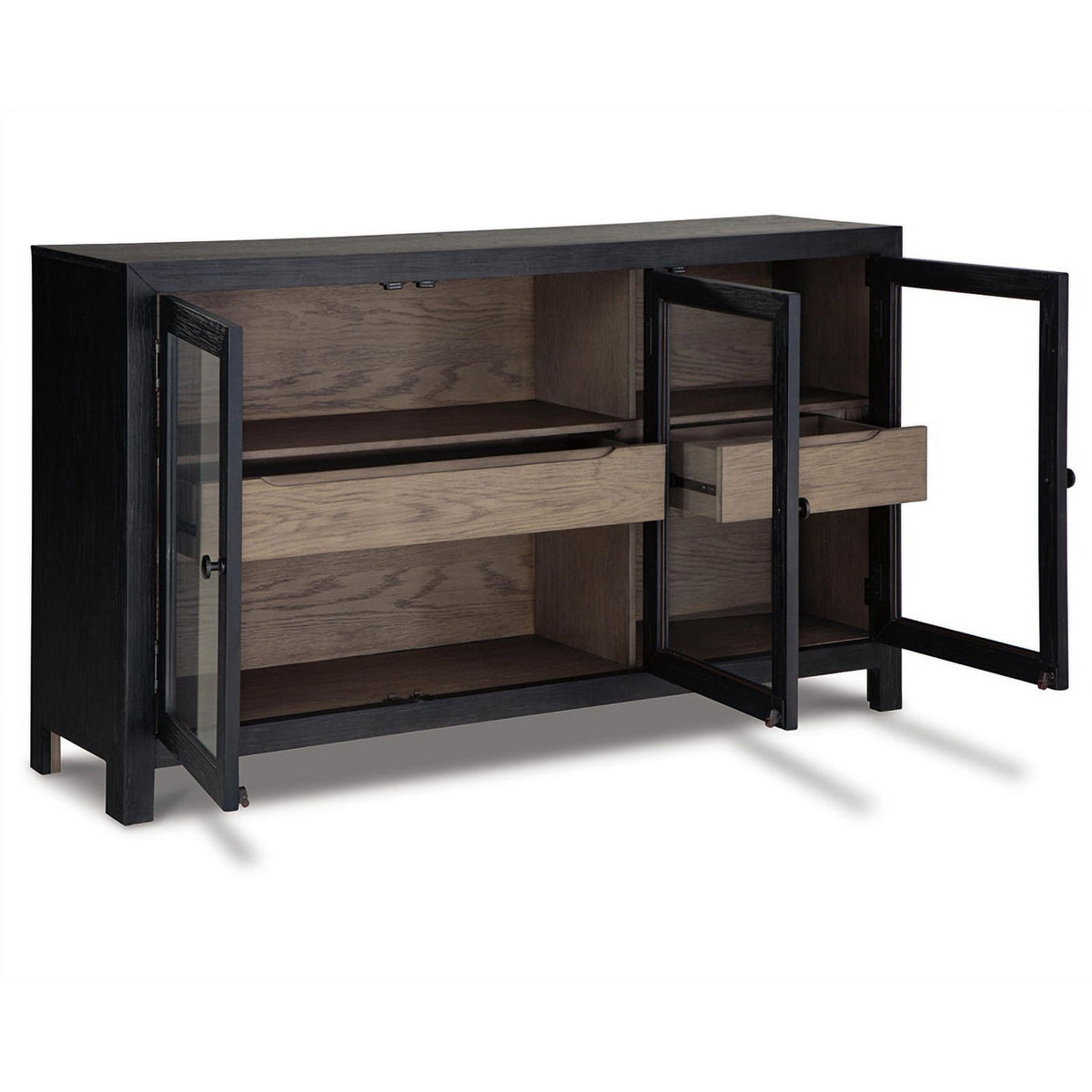 3-Door Wood Accent Cabinet in Black/Warm Gray G90613