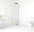 Frameless Shower Door Single Fixed Panel Satin Brass in Gold M194593