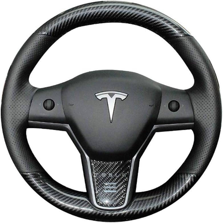 Black Perforated Leather Carbon Fiber Auto Steering Wheel Cover E927
