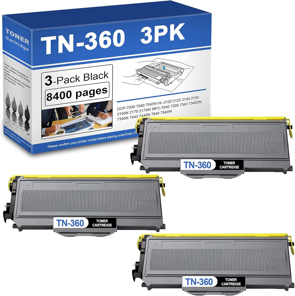 3 Pack Black High Yield Toner Cartridge for Brother Printer M365323
