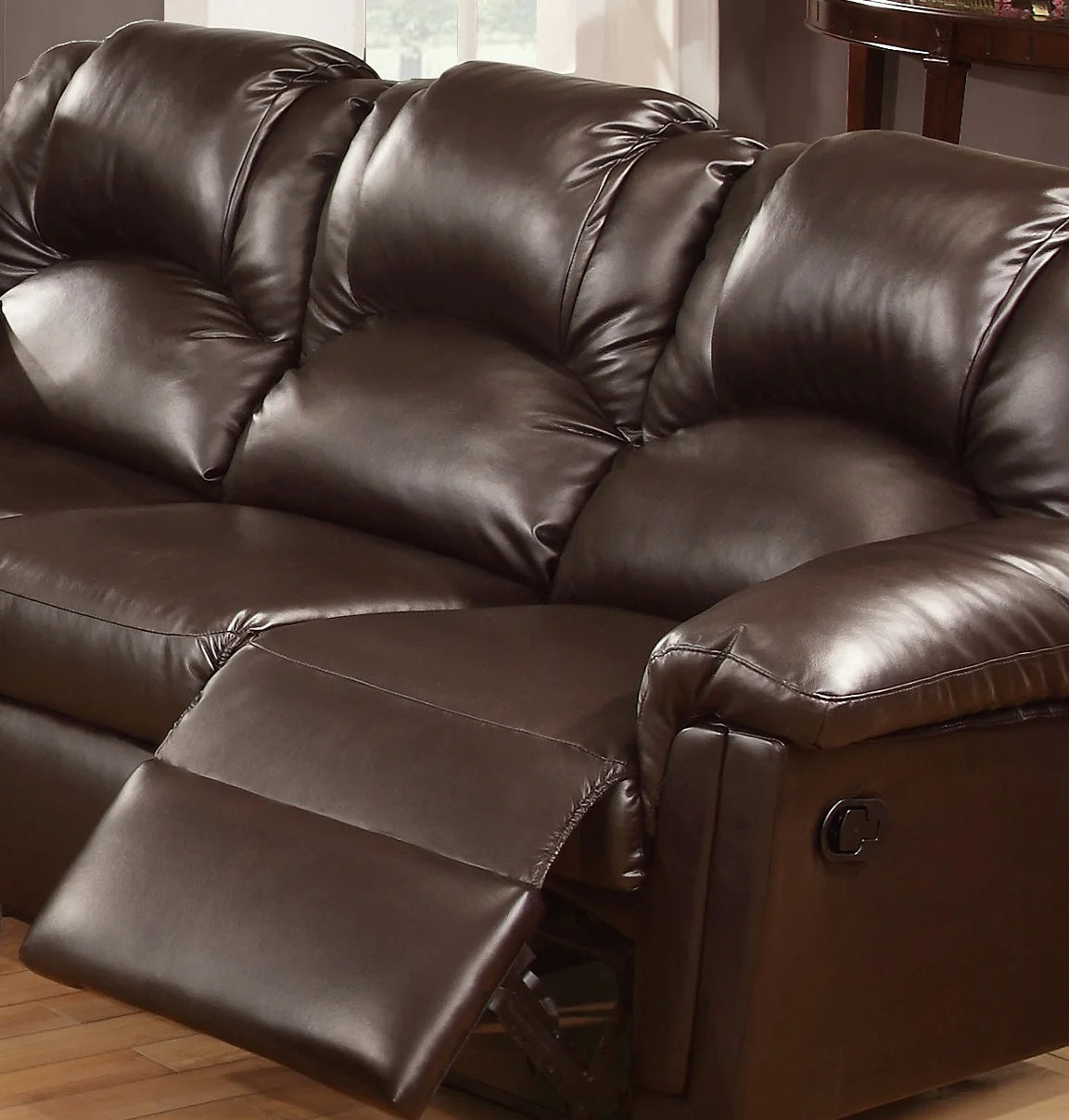 Brown Bonded Leather Glider Recliner Chair R658