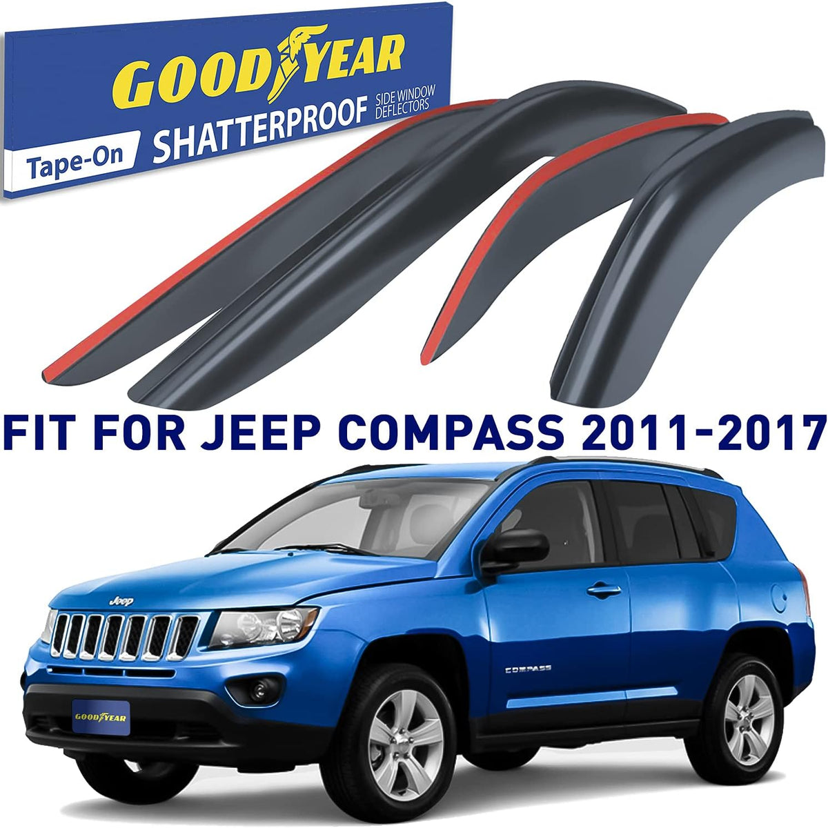 Shatterproof Tape-on Window Deflectors 4 pcs N428530