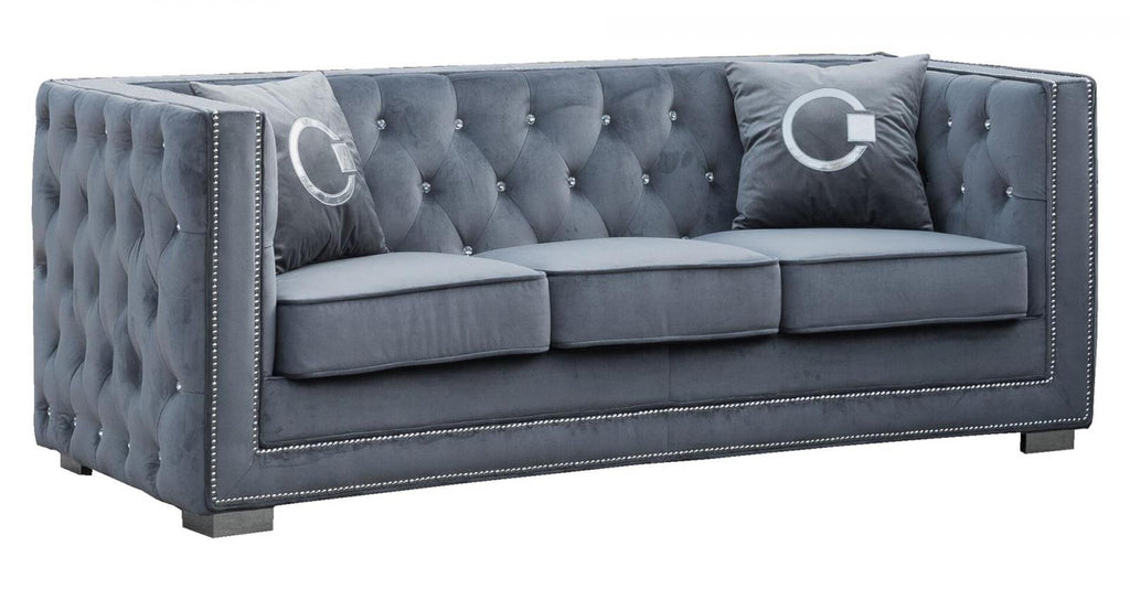 Gray Fabric Sofa & Loveseat Set 2Pcs with Steel Legs S915