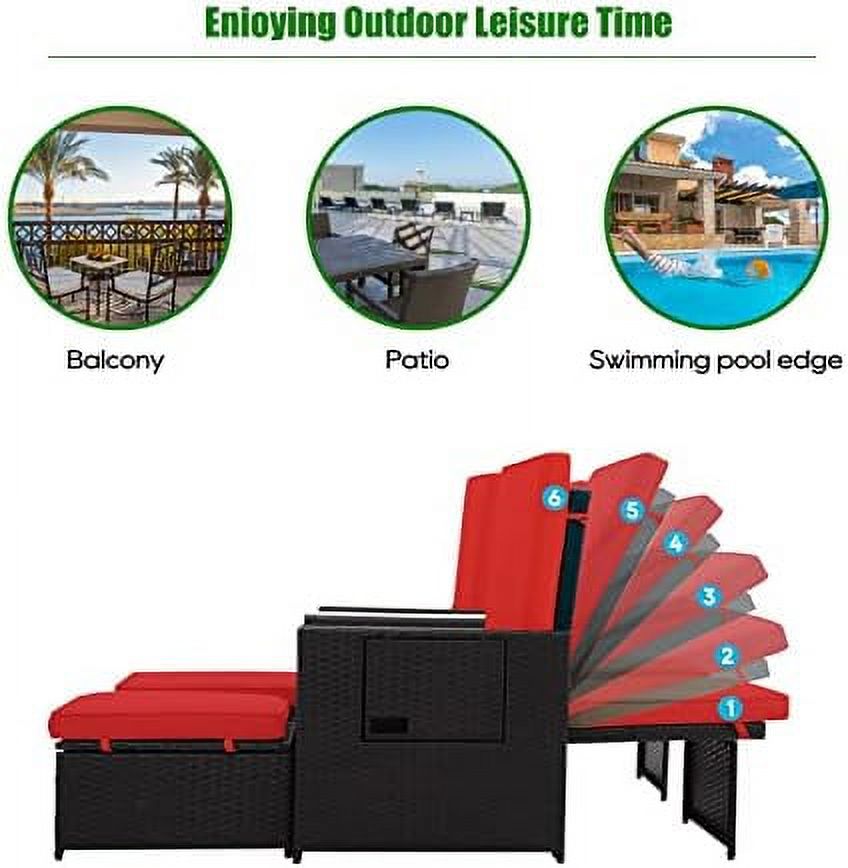 Outdoor Rattan Loveseat with Ottoman Footrest X14645