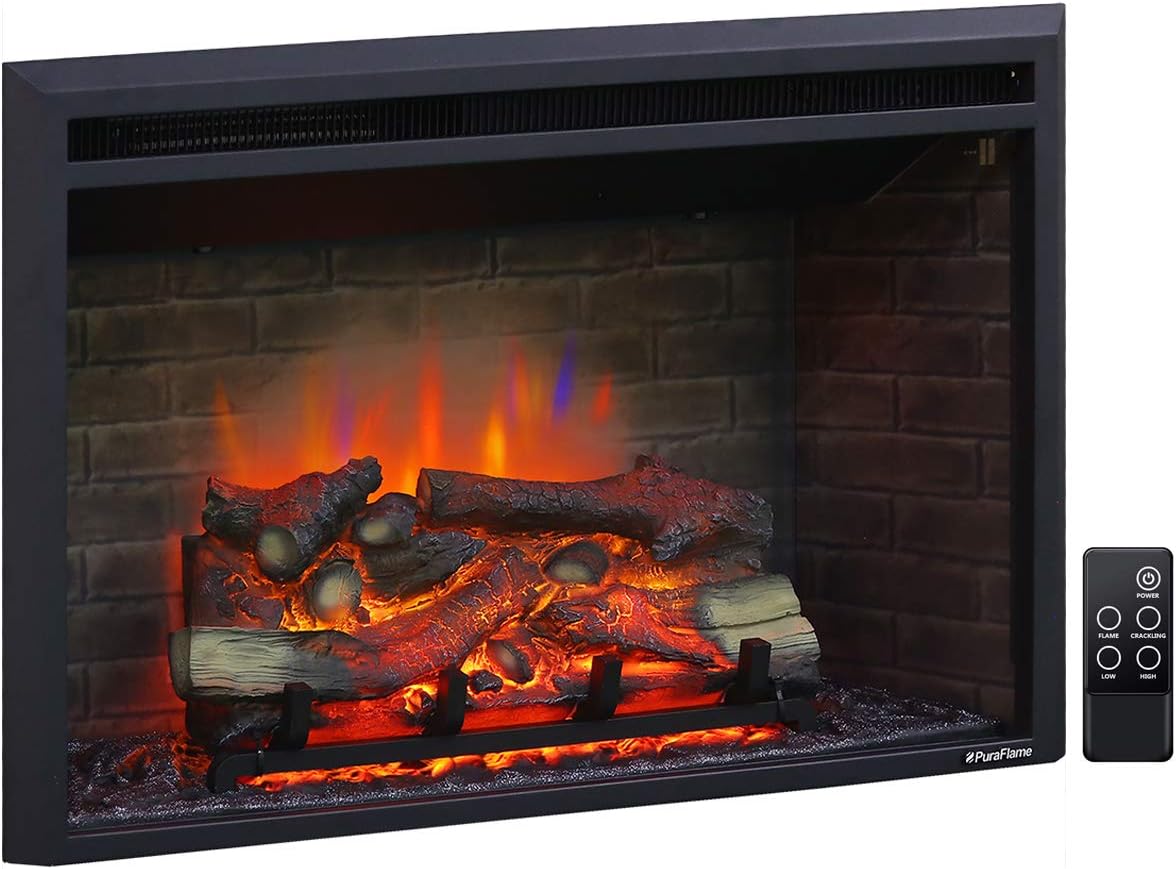 Black Electric Fireplace Insert with Remote Control, 750/1500W S873680
