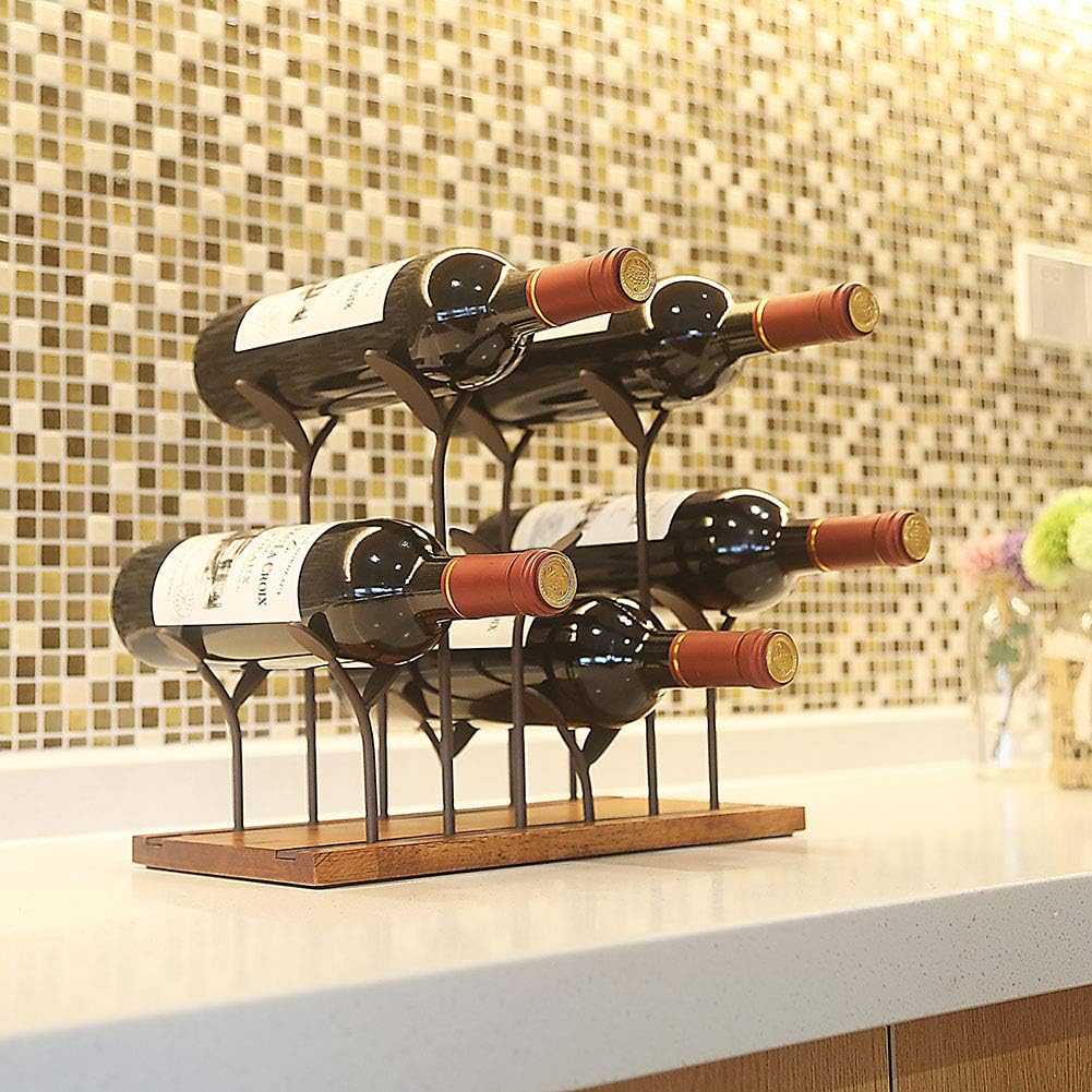 Wood & Metal Countertop Bottle Rack, Pack of 2 V18006