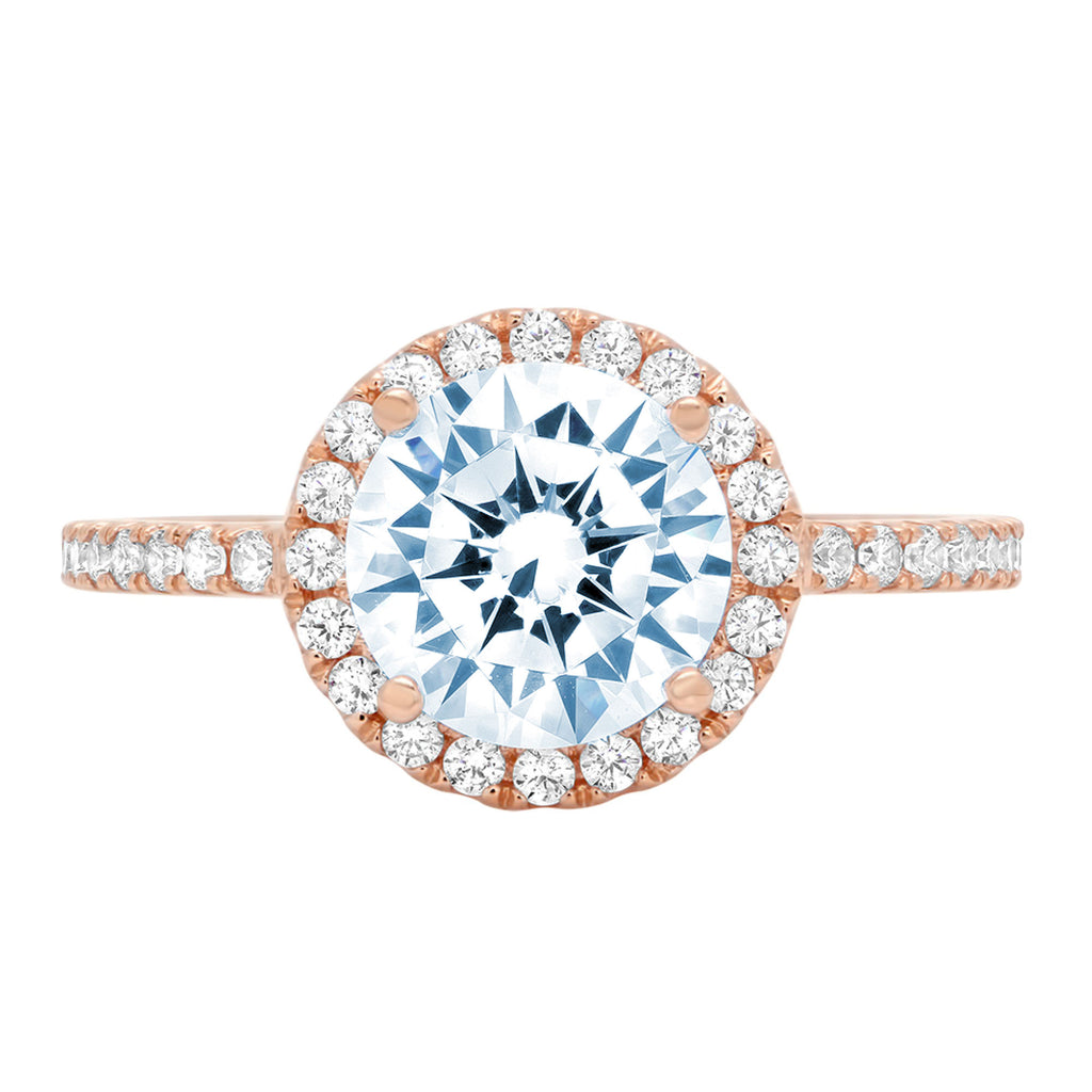 1.86ct Round Cut Blue Simulated Diamond 18k Rose Gold Halo Ring Size 3.75 L508659
