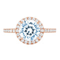 1.86ct Round Cut Blue Simulated Diamond 18k Rose Gold Halo Ring Size 3.75 L508659