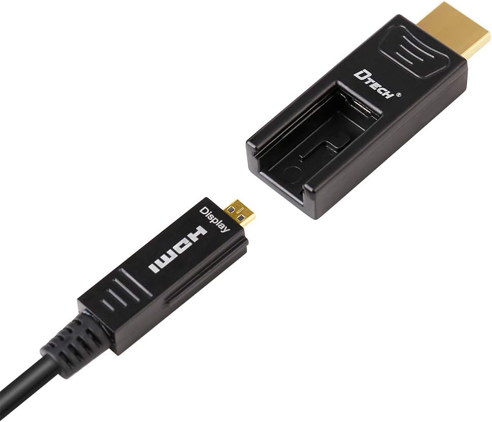 Fiber Optic HDMI Cable 200 Feet 4K 60Hz 18Gbps High Speed with Dual Connectors Micro HDMI and Standard HDMI Connector U2125
