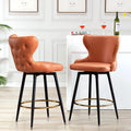 Upholstered Counter Height Fabric Bar Stools Set of 2 with Metal Legs W239
