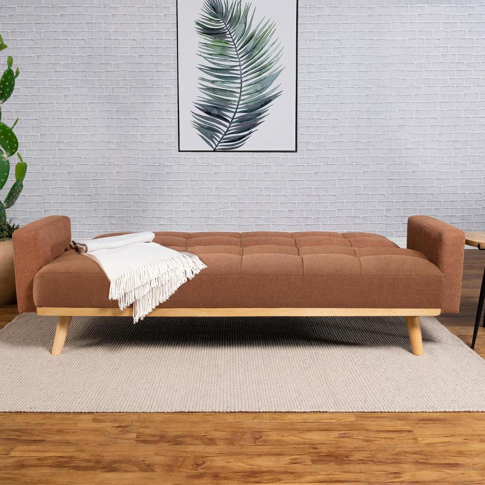 Terracotta Fabric Upholstered Convertible Sofa Bed H460787